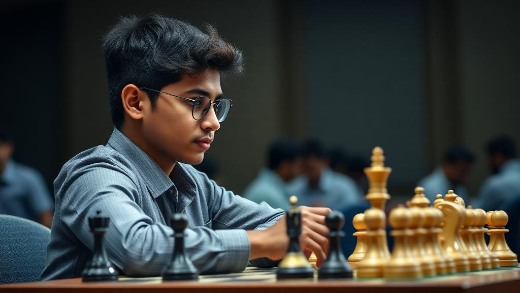 Professional chess players competing in tournament in India