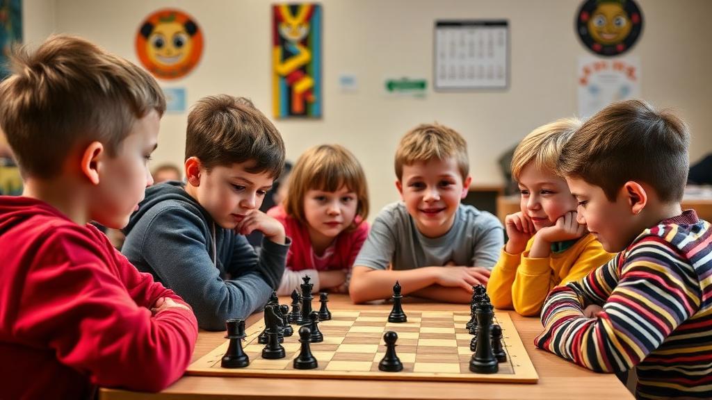 Kids in chess club making friends