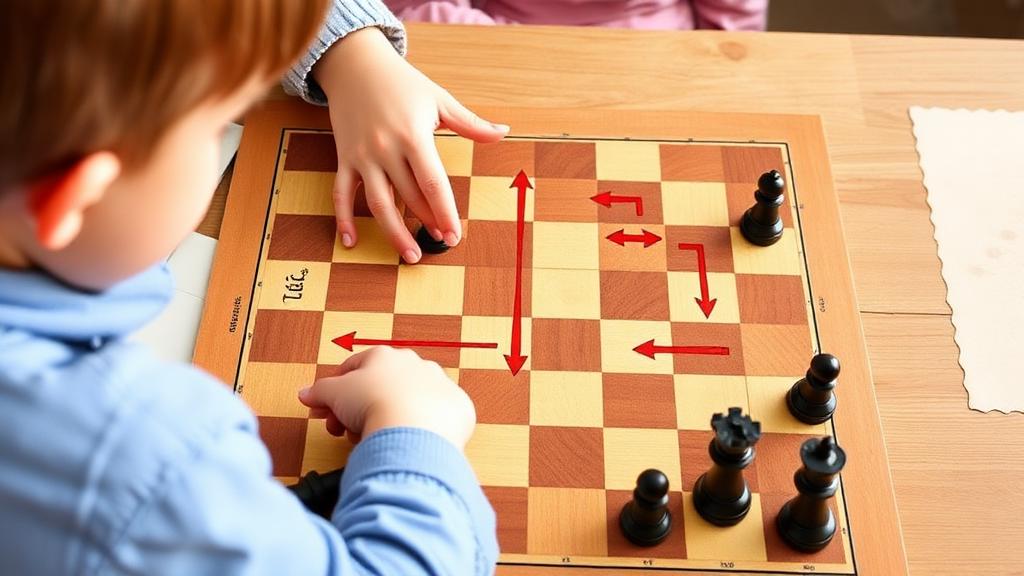 Child learning logical sequences through chess moves