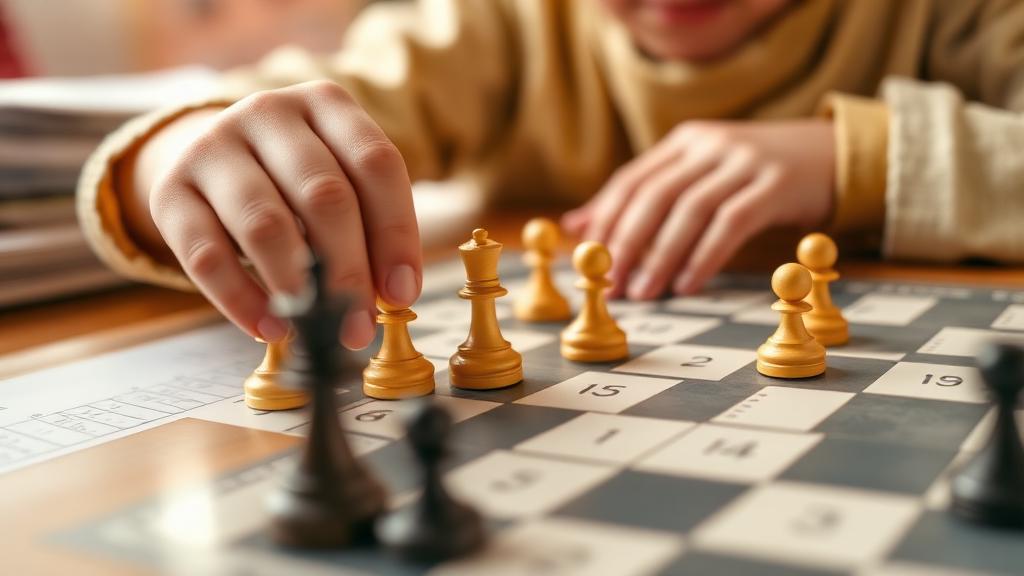 Child combining chess and mathematics learning
