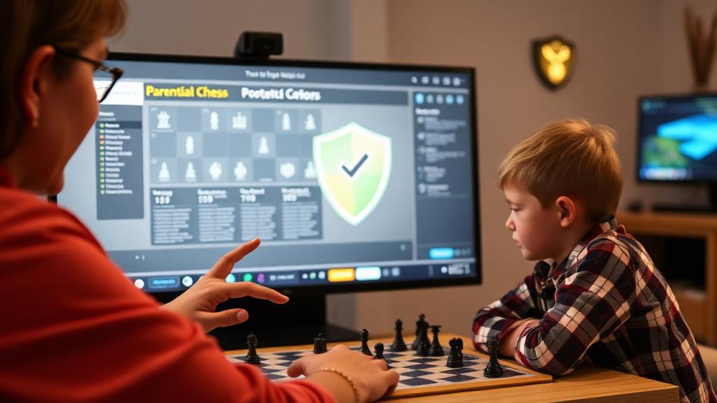 Parent and child reviewing safe online chess platform features