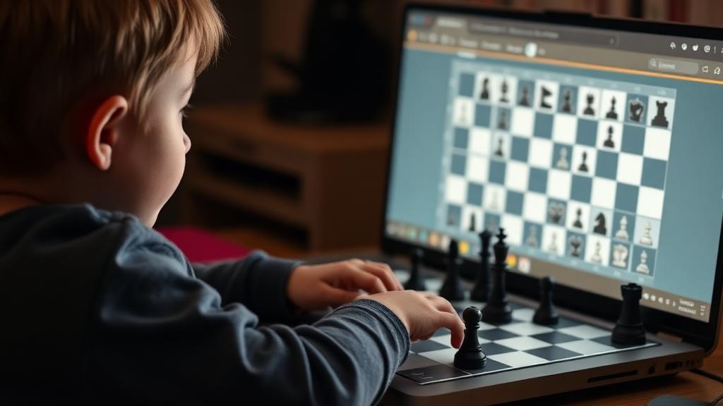 Young player using chess learning platform interface