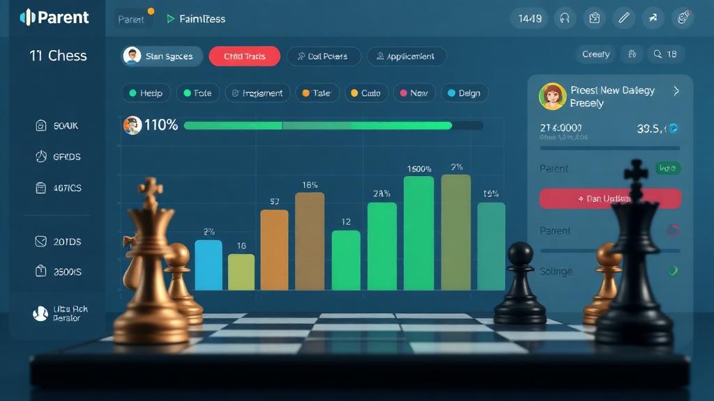 Parent and child reviewing chess progress together